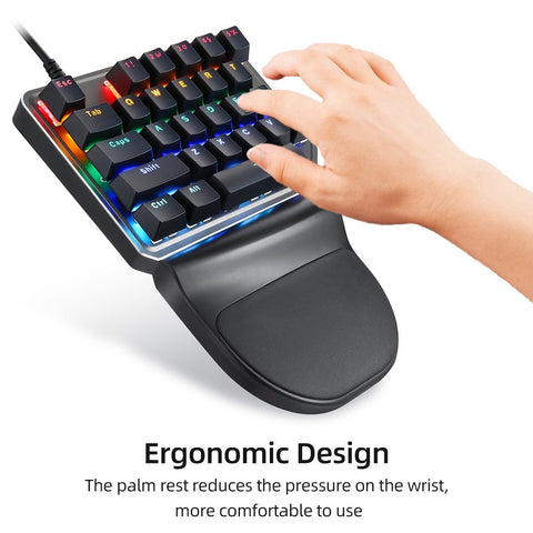 Motospeed K27 One-handed Mechanical Keyboard 27 Keys Wired Gaming Keyboard LED Mixed Light Effect Mechanical Blue Switches