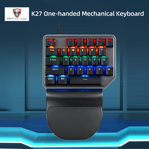 Motospeed K27 One-handed Mechanical Keyboard 27 Keys Wired Gaming Keyboard LED Mixed Light Effect Mechanical Blue Switches