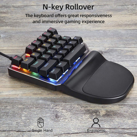 Motospeed K27 One-handed Mechanical Keyboard 27 Keys Wired Gaming Keyboard LED Mixed Light Effect Mechanical Blue Switches