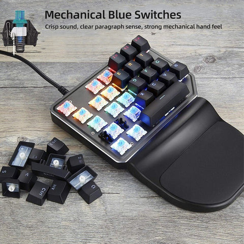 Motospeed K27 One-handed Mechanical Keyboard 27 Keys Wired Gaming Keyboard LED Mixed Light Effect Mechanical Blue Switches