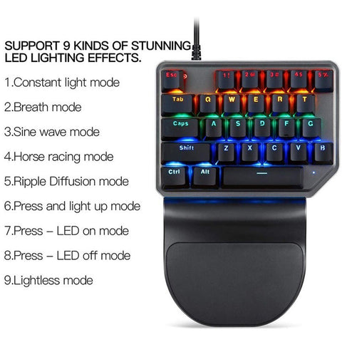 Motospeed K27 One-handed Mechanical Keyboard 27 Keys Wired Gaming Keyboard LED Mixed Light Effect Mechanical Blue Switches