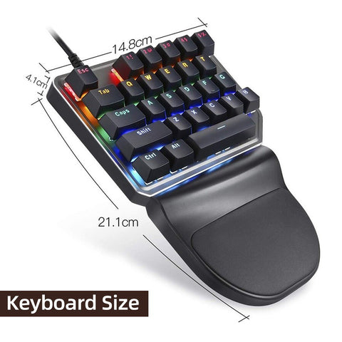 Motospeed K27 One-handed Mechanical Keyboard 27 Keys Wired Gaming Keyboard LED Mixed Light Effect Mechanical Blue Switches