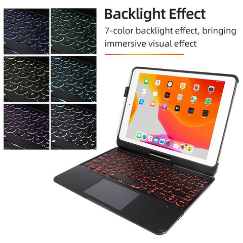 Detachable 360° Rotating Tablet Keyboard Case Colorful Backlight Effect Compatible with iPad Air2/iPad Pro 9.7/iPad 9.7(2017/2018)