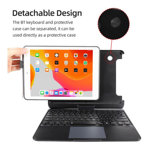 Detachable 360° Rotating Tablet Keyboard Case Colorful Backlight Effect Compatible with iPad Air2/iPad Pro 9.7/iPad 9.7(2017/2018)