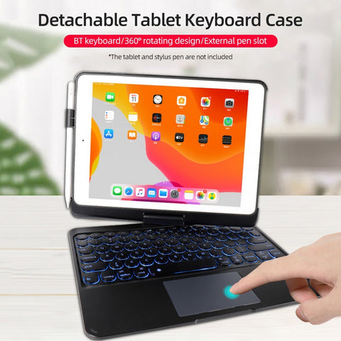 Detachable 360° Rotating Tablet Keyboard Case Colorful Backlight Effect Compatible with iPad Air2/iPad Pro 9.7/iPad 9.7(2017/2018)