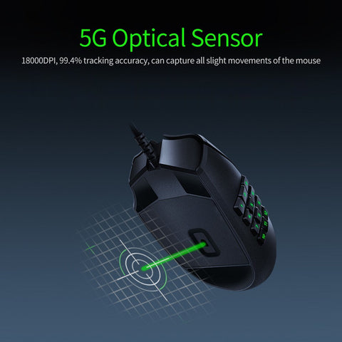 Razer Naga X MMO Wired RGB Gaming Mouse Lightweight Mouse with 2nd-gen Razer Optical Mouse Switch 16 Programmable Buttons