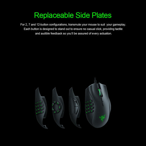 Razer Naga Trinity Gaming Mouse Wired Mice 16,000 DPI Optical Sensor Chroma RGB Lighting Replaceable Side Plate 2/7/12 Button Configurations Mechanical Switches