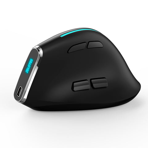 ZELOTES F-36 Wireless vertical 2.4G Bluetooth mouse full color light 8 key programming five DPI game mouse built-in 730mah lithium battery Black