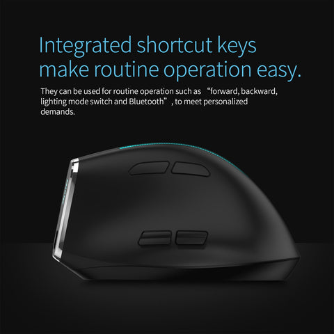 ZELOTES F-36 Wireless vertical 2.4G Bluetooth mouse full color light 8 key programming five DPI game mouse built-in 730mah lithium battery Black