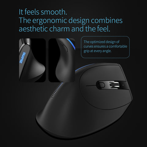 ZELOTES F-36A 2.4G Wireless Mouse Charging Blu-ray 6-button Optical mouse 3 level DPI black