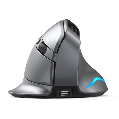 ZELOTES F-26C Rechargeable display dual-mode wireless mouse with silent 2.4GHz BT gray