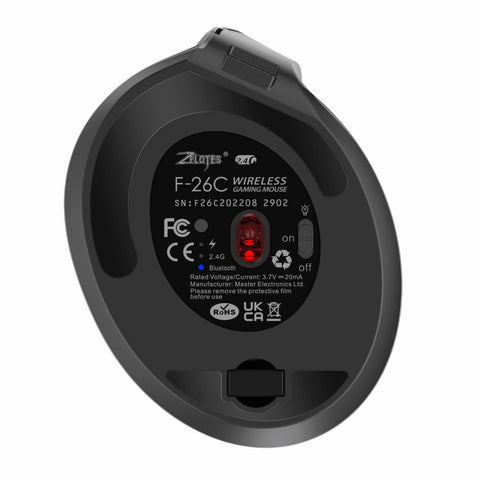 ZELOTES F-26C Rechargeable display dual-mode wireless mouse with silent 2.4GHz BT gray