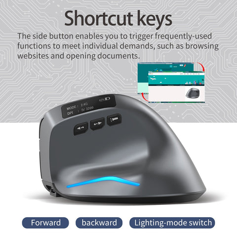 ZELOTES F-26C Rechargeable display dual-mode wireless mouse with silent 2.4GHz BT gray
