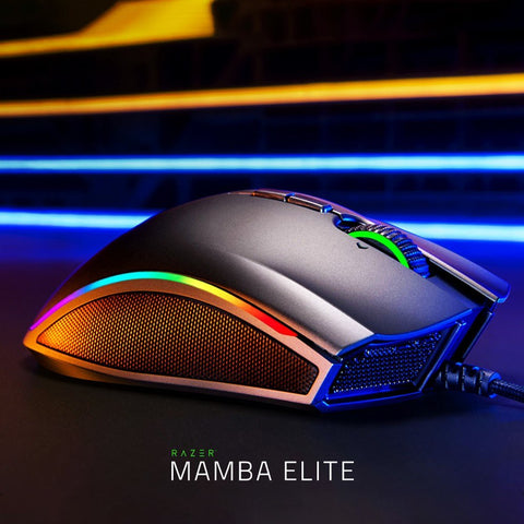 Razer Mamba Elite Wired Gaming Mouse Chroma Lighting 16000 DPI 5G Optical Sensor 9 Programmable Buttons Ergonomic Design