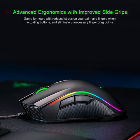 Razer Mamba Elite Wired Gaming Mouse Chroma Lighting 16000 DPI 5G Optical Sensor 9 Programmable Buttons Ergonomic Design