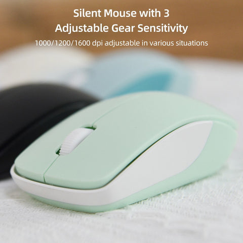 Mofii 2.4G Wireless Keyboard Mouse Combo 68 Keys Retro Round Keyboard Ergonomic Mouse Suitable for Desktop PC Laptop Devices 3-gear Adjustable DPI Green