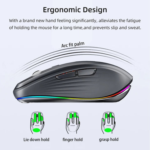2.4G+BT5.1 Dual-mode Wireless Mouse Computer Gaming Mice Ergonomic Design 4-gear   Adjustable DPI Built-in Rechargeable Battery for Laptop