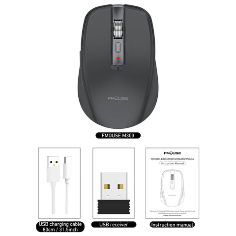 2.4G+BT5.1 Dual-mode Wireless Mouse Computer Gaming Mice Ergonomic Design 4-gear   Adjustable DPI Built-in Rechargeable Battery for Laptop