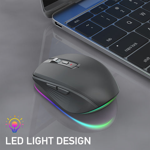 2.4G+BT5.1 Dual-mode Wireless Mouse Computer Gaming Mice Ergonomic Design 4-gear   Adjustable DPI Built-in Rechargeable Battery for Laptop