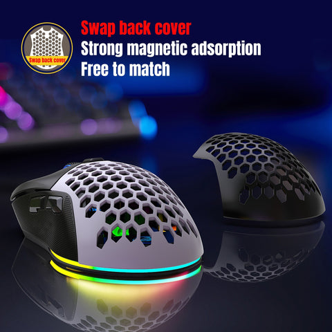 HXSJ X300 RGB Gaming Mouse Backlit Wired Ergonomic 6 Button Programmable Mouse with Macro Recording & wheel speed Set 7200 DPI for Windows PC (Black)