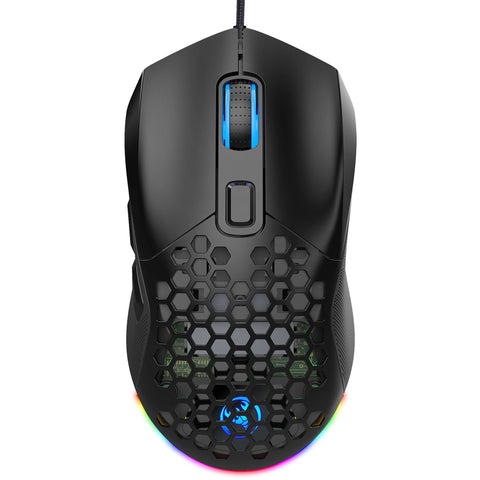 HXSJ X300 RGB Gaming Mouse Backlit Wired Ergonomic 6 Button Programmable Mouse with Macro Recording & wheel speed Set 7200 DPI for Windows PC (Black)
