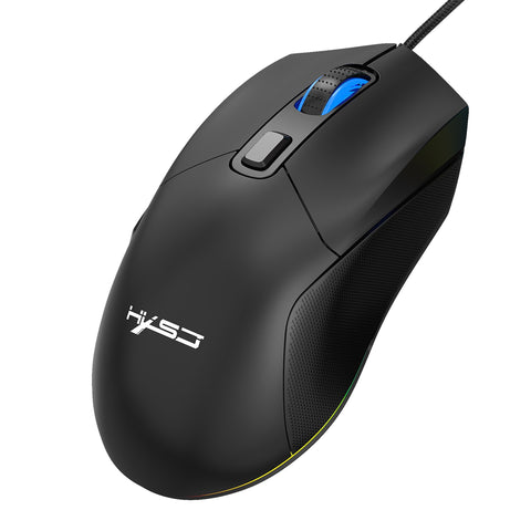 HXSJ X300 RGB Gaming Mouse Backlit Wired Ergonomic 6 Button Programmable Mouse with Macro Recording & wheel speed Set 7200 DPI for Windows PC (Black)