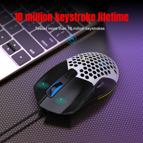 HXSJ X300 RGB Gaming Mouse Backlit Wired Ergonomic 6 Button Programmable Mouse with Macro Recording & wheel speed Set 7200 DPI for Windows PC (Black)