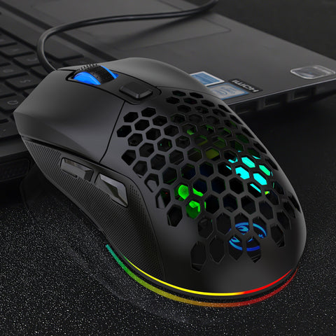 HXSJ X300 RGB Gaming Mouse Backlit Wired Ergonomic 6 Button Programmable Mouse with Macro Recording & wheel speed Set 7200 DPI for Windows PC (Black)