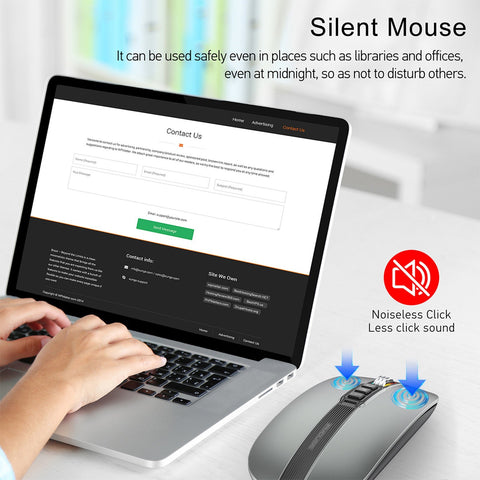 FMOUSE M113 Mouse 2.4G Wireless BT5.1 Slim Rechargeable Slience Mouse for PC Computer Notebook with USB Receiver 2400 DPI Adjustable Level
