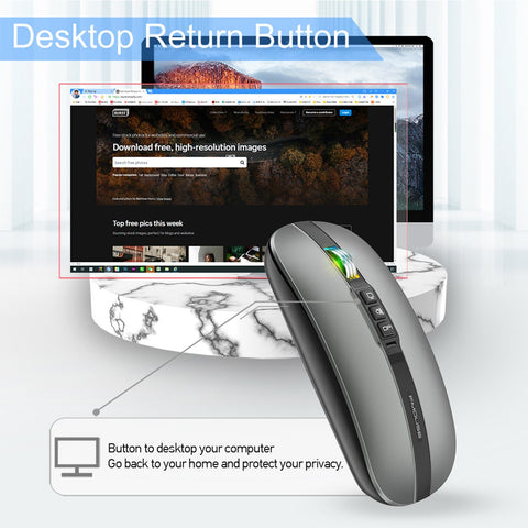 FMOUSE M113 Mouse 2.4G Wireless BT5.1 Slim Rechargeable Slience Mouse for PC Computer Notebook with USB Receiver 2400 DPI Adjustable Level