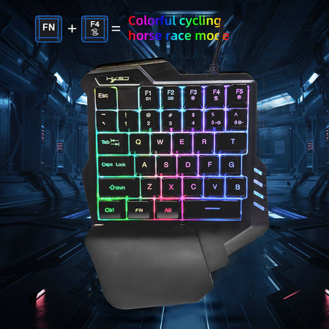 HXSJ G92 One Hand Keyboard 35 Key Single Hand Membrane Mini 35 Keys Gaming Keyboard with Colorful Backlit USB Wired Replacement for Online Game