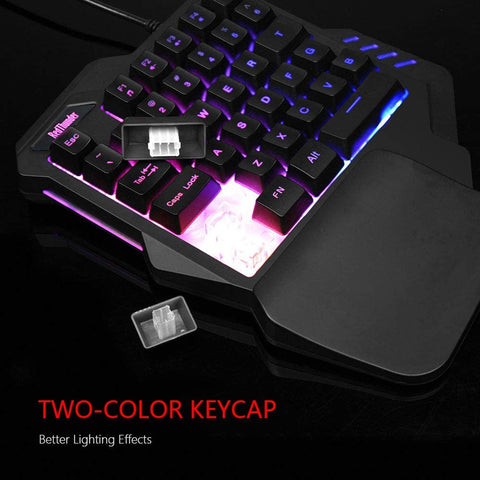 HXSJ G92 One Hand Keyboard 35 Key Single Hand Membrane Mini 35 Keys Gaming Keyboard with Colorful Backlit USB Wired Replacement for Online Game