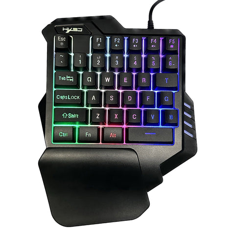 HXSJ G92 One Hand Keyboard 35 Key Single Hand Membrane Mini 35 Keys Gaming Keyboard with Colorful Backlit USB Wired Replacement for Online Game