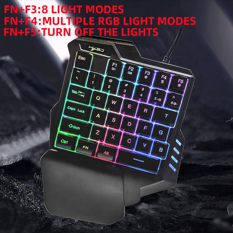 HXSJ G92 One Hand Keyboard 35 Key Single Hand Membrane Mini 35 Keys Gaming Keyboard with Colorful Backlit USB Wired Replacement for Online Game