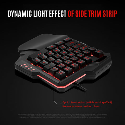 HXSJ G92 One Hand Keyboard 35 Key Single Hand Membrane Mini 35 Keys Gaming Keyboard with Colorful Backlit USB Wired Replacement for Online Game
