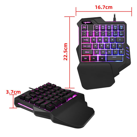 HXSJ G92 One Hand Keyboard 35 Key Single Hand Membrane Mini 35 Keys Gaming Keyboard with Colorful Backlit USB Wired Replacement for Online Game