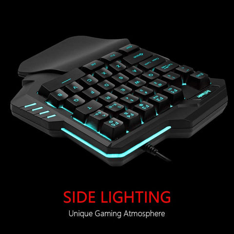 HXSJ G92 One Hand Keyboard 35 Key Single Hand Membrane Mini 35 Keys Gaming Keyboard with Colorful Backlit USB Wired Replacement for Online Game
