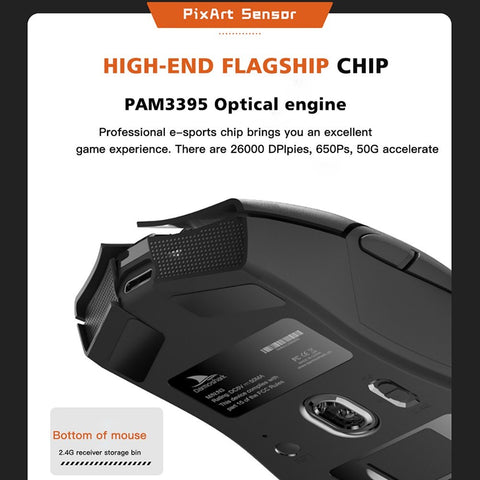 Motospeed Darmoshark N3 Wireless BT  3 Mode Gaming esports Mouse 26000DPI 7 key Optical PAM3395 Lightweight portable computer mouse suitable for laptop computers