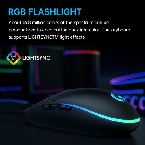 Logitech G102 RGB Gaming Mouse 8000 DPI Wired Optical Gamer Mouse Support Logitech G HUB Software for PC Laptop Computer