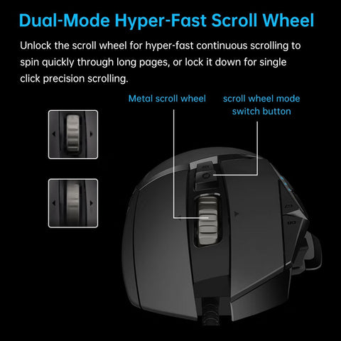 Logitech G502 HERO Wired Gaming Mouse with Adjustable Weights 25K HERO Sensor 25600DPI RGB 11 Programmable Keys Backlight Dual Mode Scroll Wheel