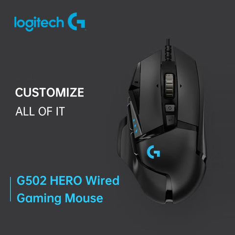 Logitech G502 HERO Wired Gaming Mouse with Adjustable Weights 25K HERO Sensor 25600DPI RGB 11 Programmable Keys Backlight Dual Mode Scroll Wheel