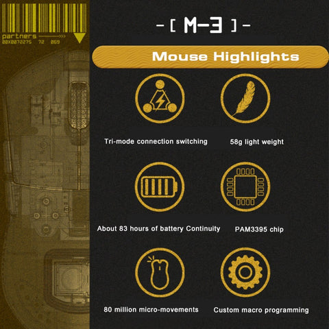 Motospeed Darmoshark 2.4G Wireless  Mouse BT5.0 Slim Rechargeable Mouse 4800 DPI