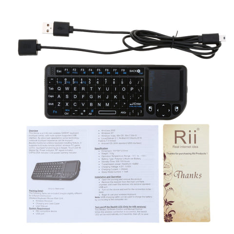Rii mini X1 Handheld 2.4G Wireless Air Mouse Touchpad gaming keyboard for Phone Android TV Box PC Notebook