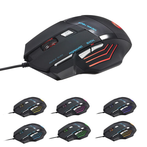 3200 DPI 7 Button 7D LED Optical USB Wired Gaming Mouse