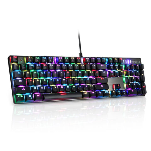 MOTOSPEED Inflictor CK104 Blue Switches Tactile Mechanical Esport Gaming Game Keyboard Wired USB Ergonomic Colorful Customized LED RGB Backlit with 104 Keys