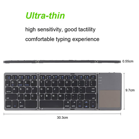 KKmoon Portable Mini Ultra Slim Thin Foldable Folding BT Wireless Keyboard with Touchpad for iPhone 6s/iPad Pro/MacBook Mobile Phone Tablet PC