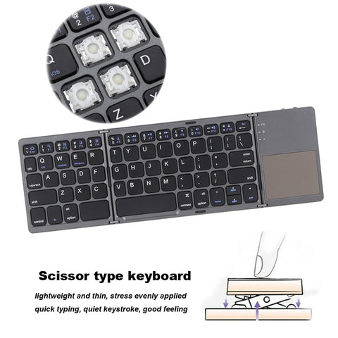 KKmoon Portable Mini Ultra Slim Thin Foldable Folding BT Wireless Keyboard with Touchpad for iPhone 6s/iPad Pro/MacBook Mobile Phone Tablet PC