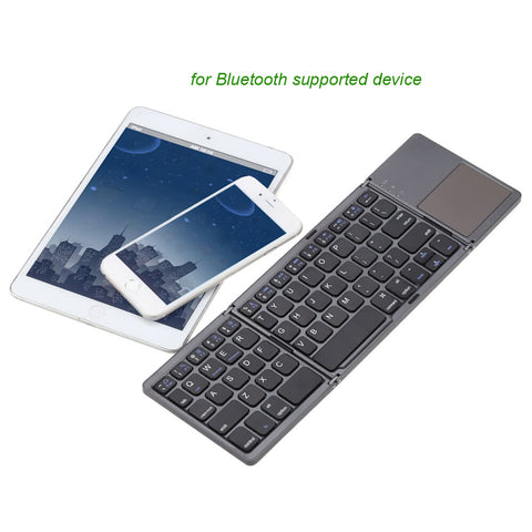 KKmoon Portable Mini Ultra Slim Thin Foldable Folding BT Wireless Keyboard with Touchpad for iPhone 6s/iPad Pro/MacBook Mobile Phone Tablet PC