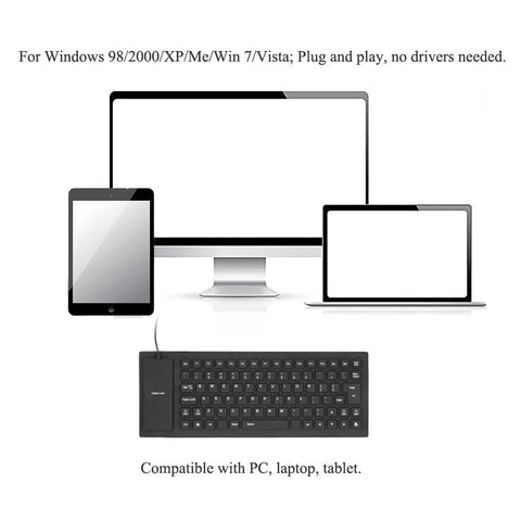 85 Keys Foldable Flexible Rollup USB Wired Silicone Keyboard Water-resistant Washable for PC Notebook Laptop Dust-resistant