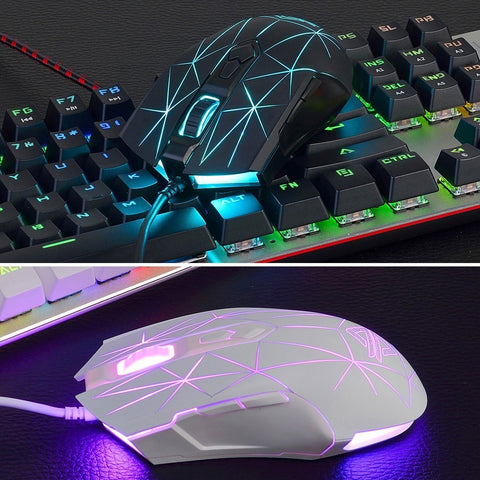 Ajazz AJ52 7 RGB Backlit Modes Wired Professional E-sport Gaming Mouse Adjustable DPI 750/1000/1250/1500/1750/2000/2500 White+Pattern